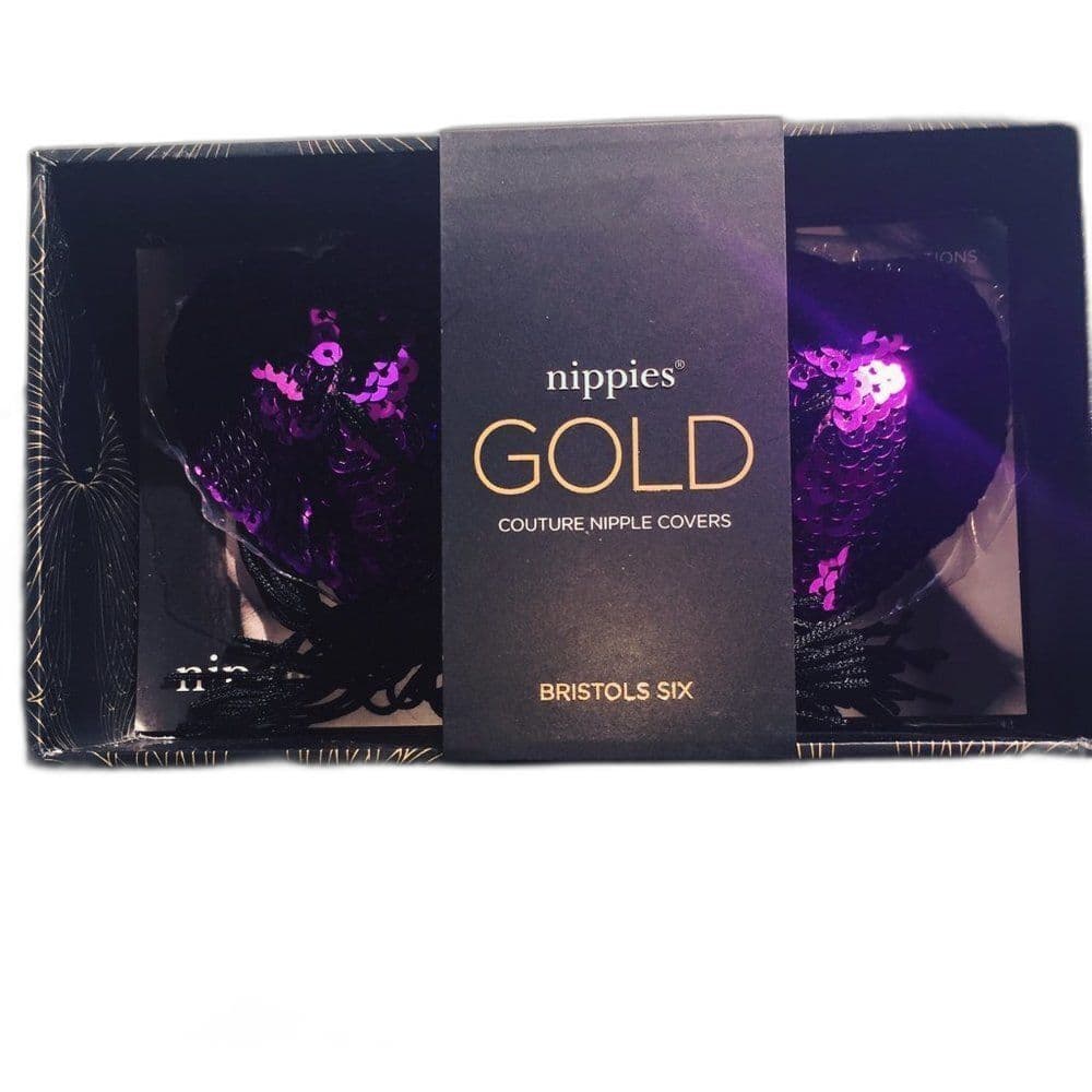 Bristols Six: Nippies GOLD Burlesque Sweetheart Sequin Tassel Pasties - Thumbnail 3