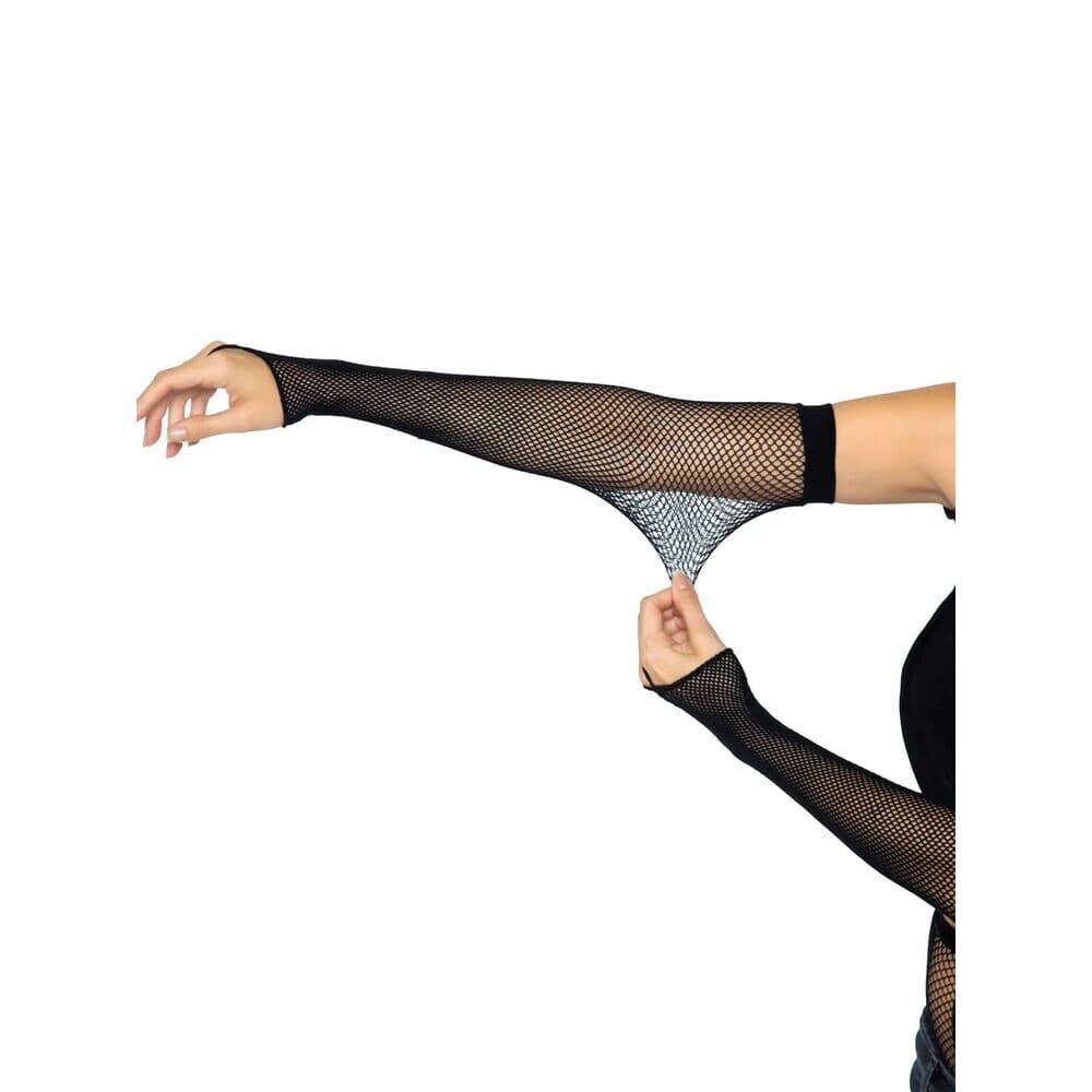 Leg Avenue Black Fishnet Arm Warmers | Elbow Length Gloves​ - Thumbnail 6
