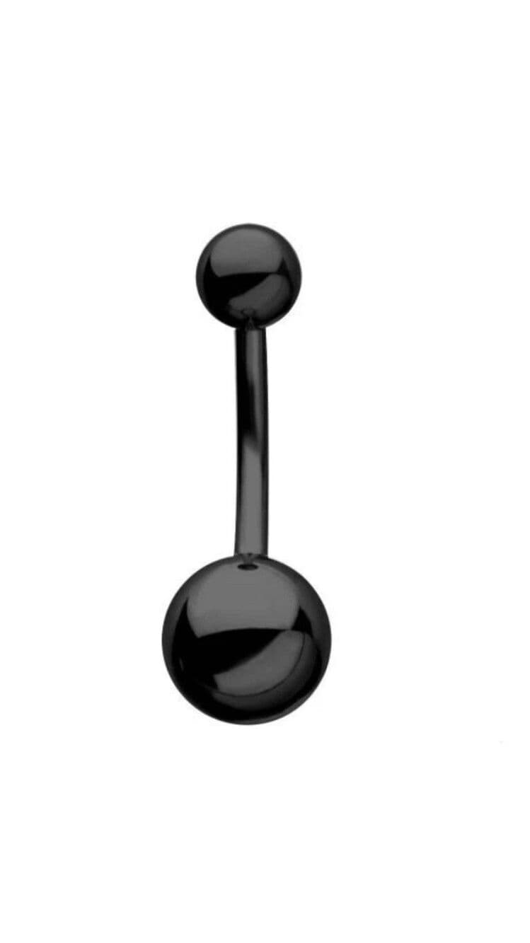 Black PVD Surgical Steel Navel Barbell 14g 7/16” - Thumbnail 3