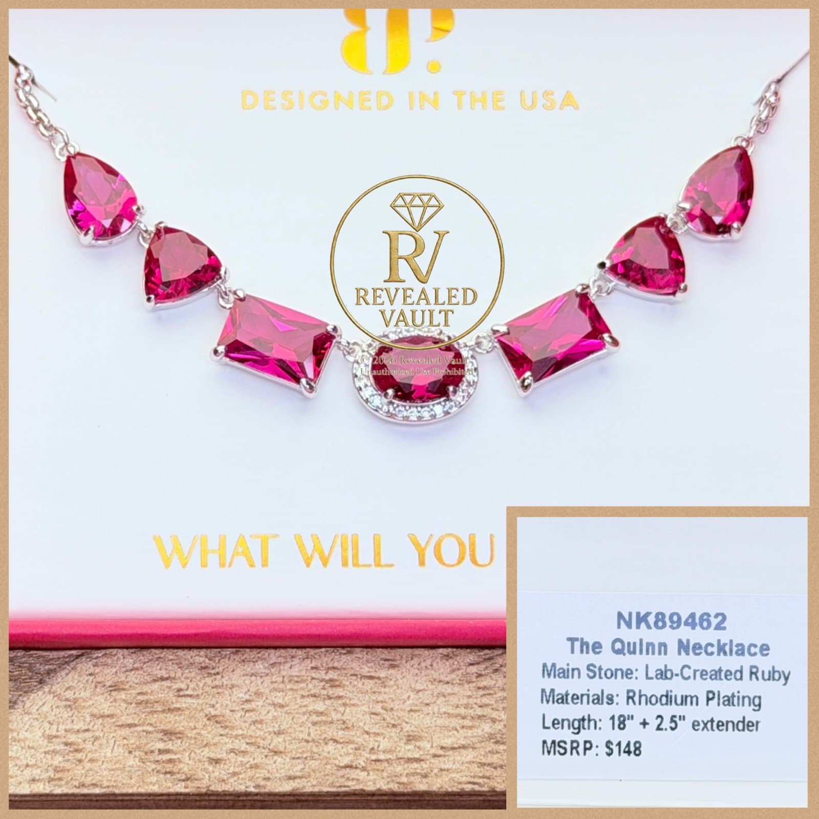 Bomb Party The Quinn Necklace July Birthday 2026 Rhodium