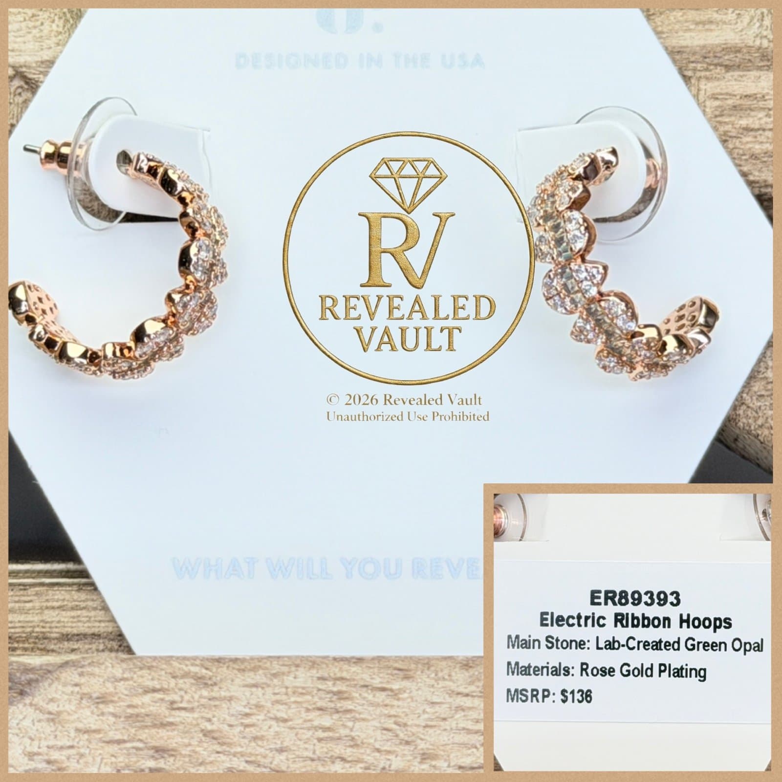 Bomb Party Electric Ribbon Hoops OG Green Opal Rose Gold