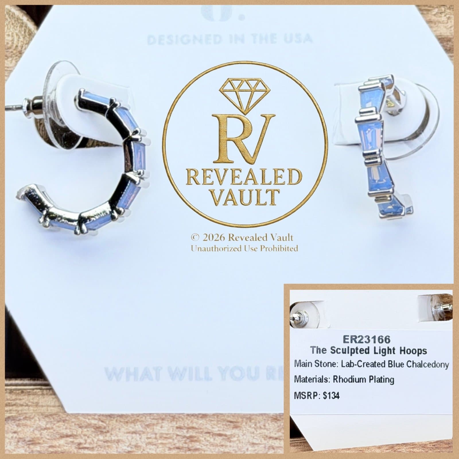 Bomb Party The Sculpted Light Hoops OG Blue Chalcedony Rhodium