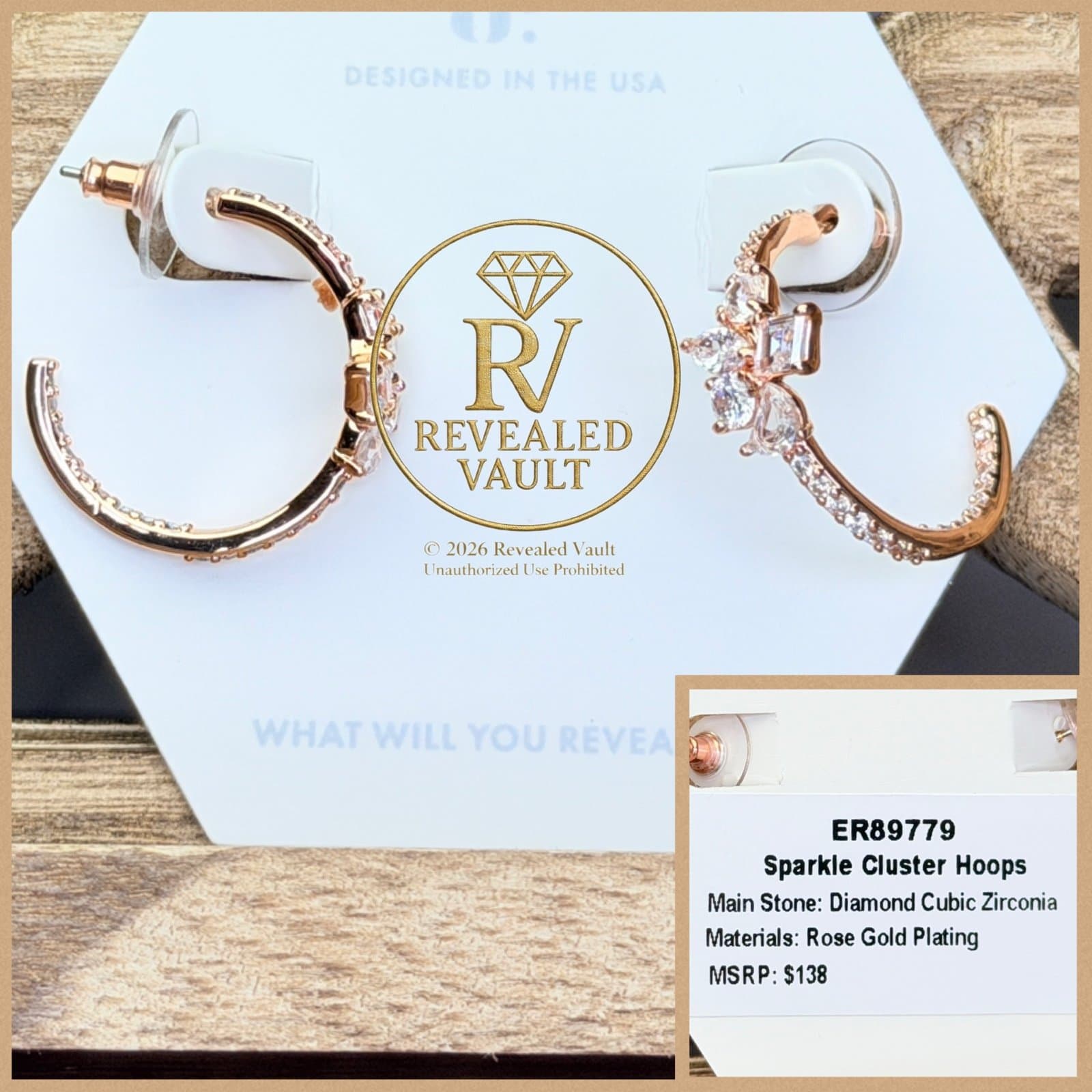 Bomb Party Sparkle Cluster Hoops OG Rose Gold