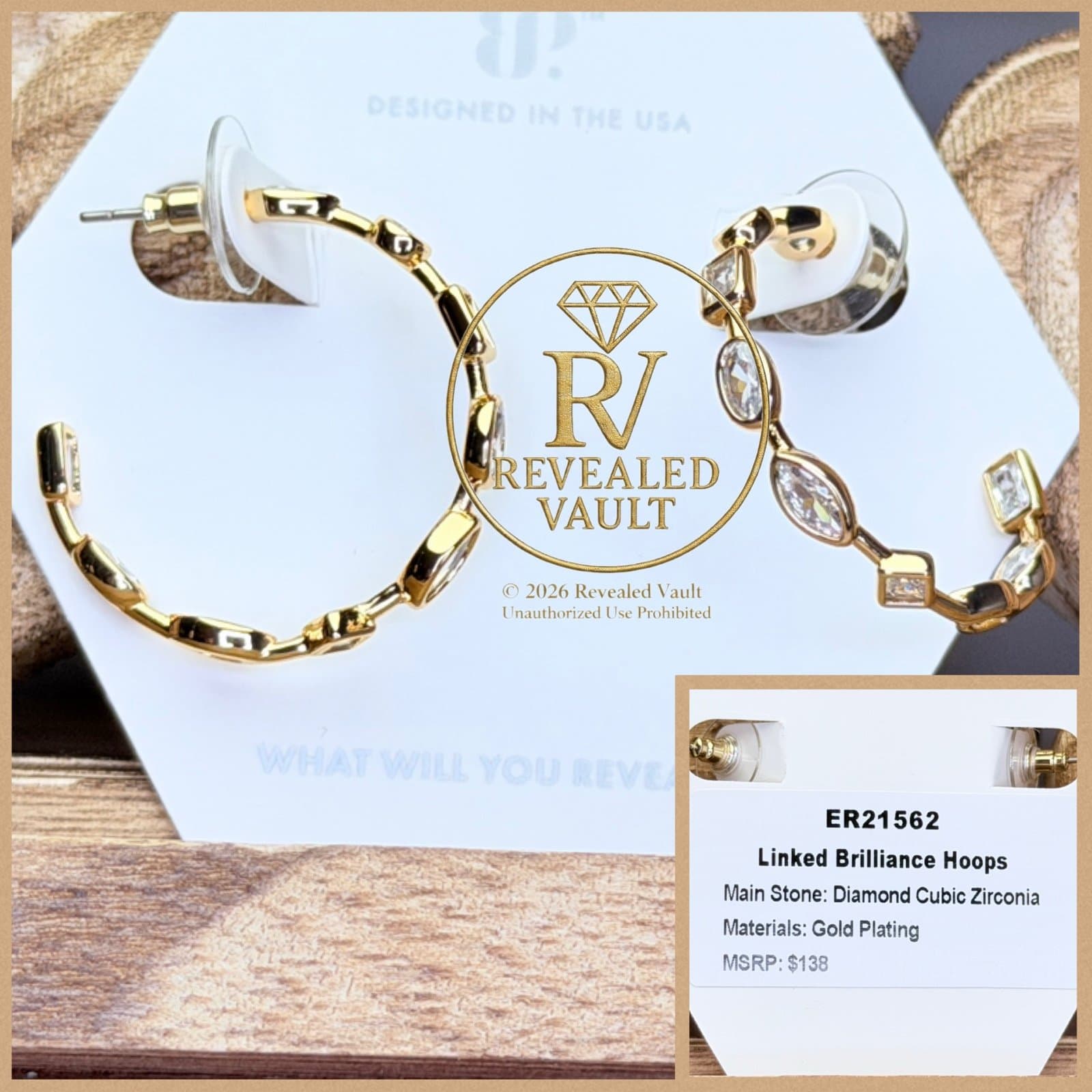 Bomb Party Linked Brilliance Hoops OG Gold