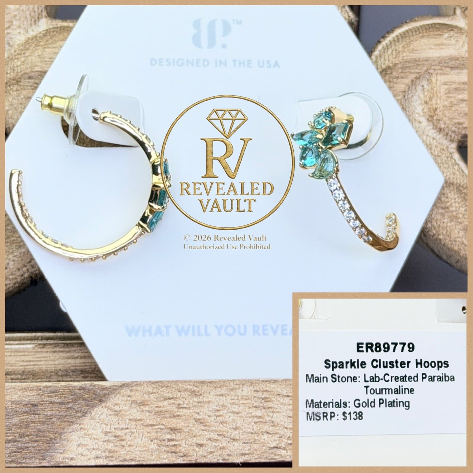 Bomb Party Sparkle Cluster Hoops OG Paraiba Gold