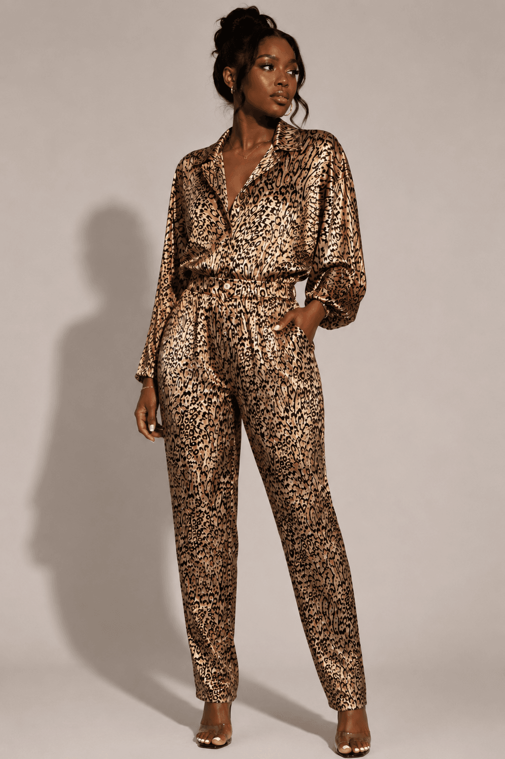 #165 Frances Henaghan Leopard Print Jumpsuit Size 12
