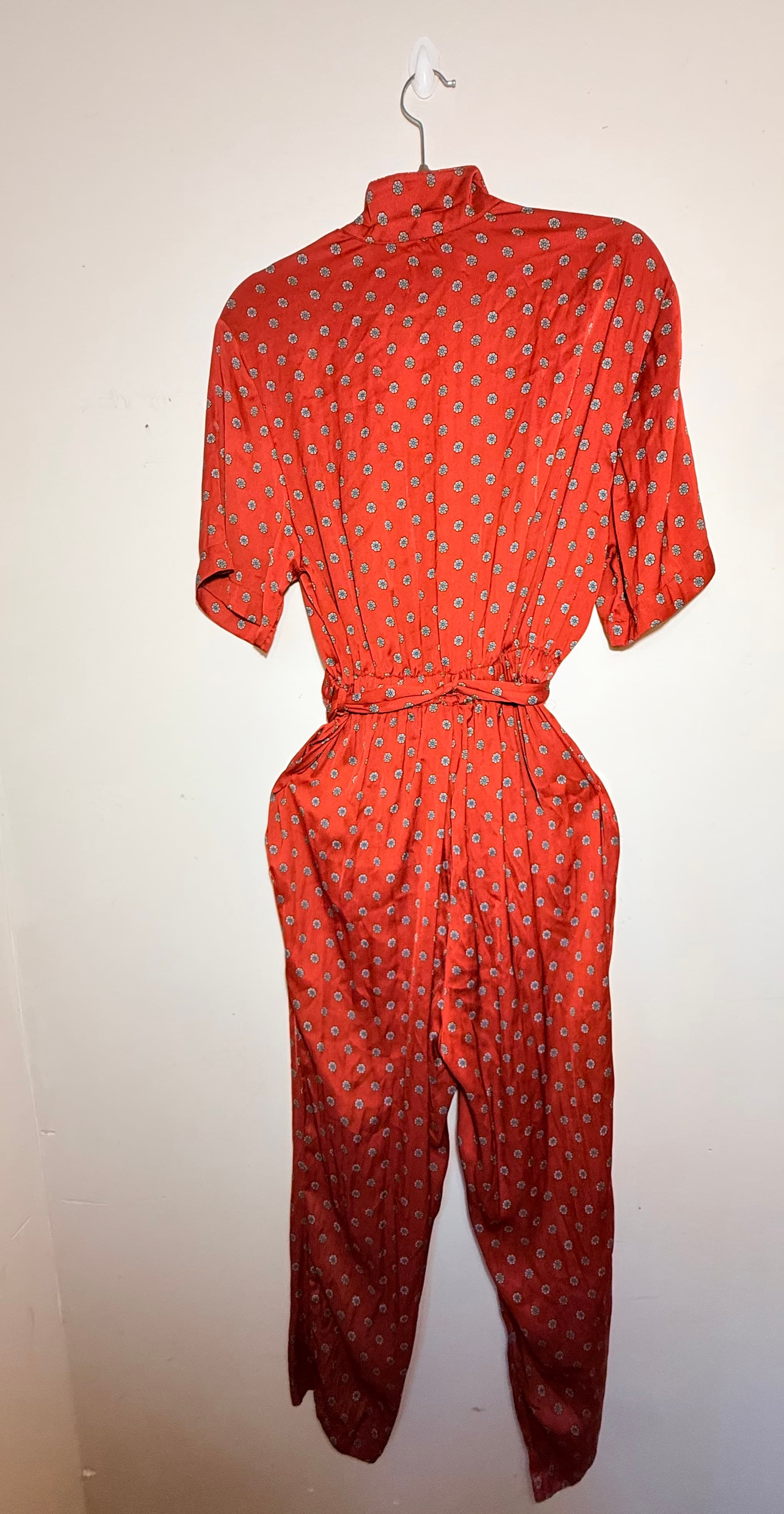 # 228 Urban Outfitters Red Floral Jumpsuit Size xs - Thumbnail 2