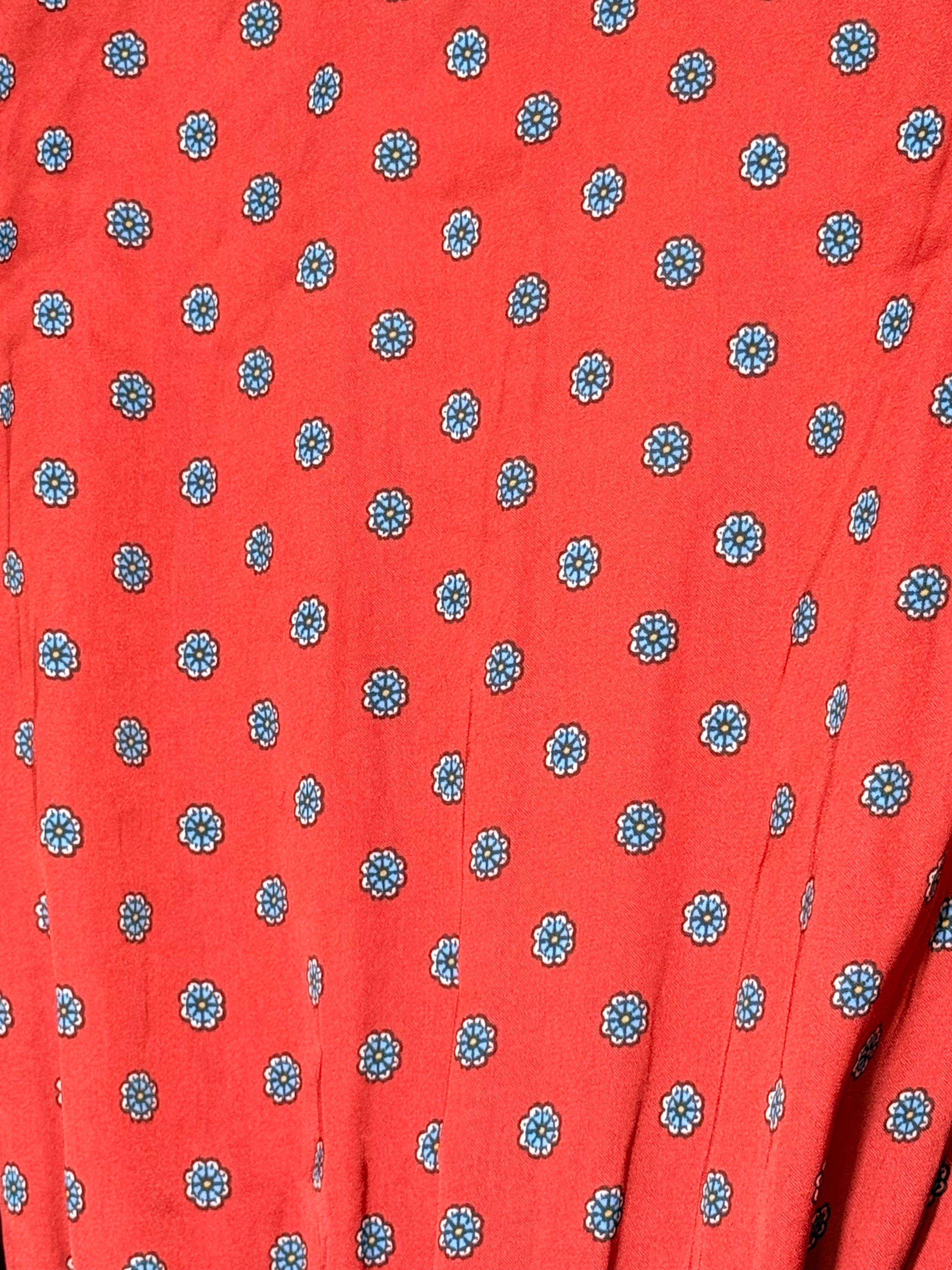 # 228 Urban Outfitters Red Floral Jumpsuit Size xs - Thumbnail 4