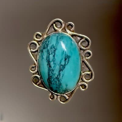 Sterling Silver Turquoise Ornate Statement Ring
