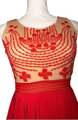 Anthropologie Rina Dhaka Rubied Dusk Red Embroidered Maxi Gown Dress - Thumbnail 7