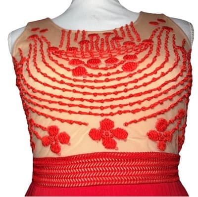 Anthropologie Rina Dhaka Rubied Dusk Red Embroidered Maxi Gown Dress - Thumbnail 6