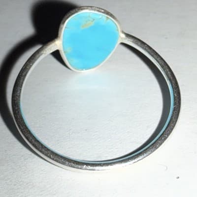 Sleeping Beauty Blue Turquoise Sterling Silver Southwest Dainty Minimalist Ring - Thumbnail 5