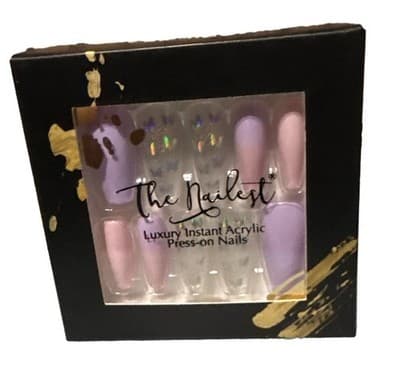The Nailest Mariposa Press-On Nails Luxury Acrylic Coffin Purple Butterfly - Thumbnail 2