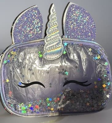 Unicorn Glitter Clear Makeup Pouch Stars Purse