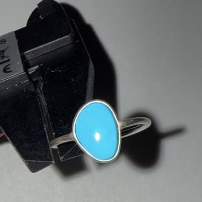 Sleeping Beauty Blue Turquoise Sterling Silver Southwest Dainty Minimalist Ring - Thumbnail 6
