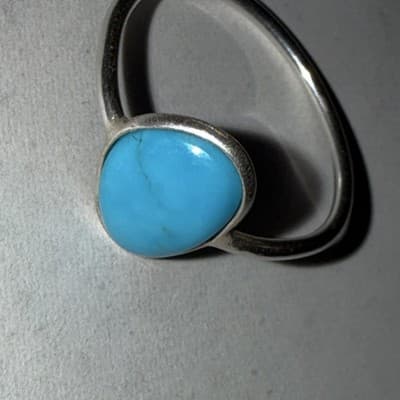 Sleeping Beauty Blue Turquoise Sterling Silver Southwest Dainty Minimalist Ring - Thumbnail 3