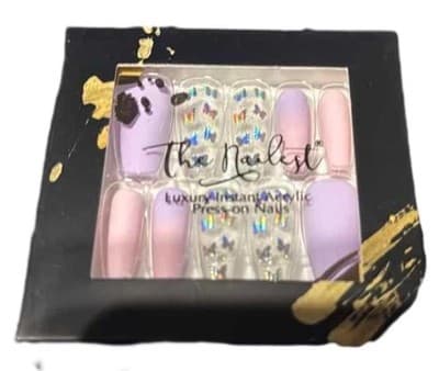 The Nailest Mariposa Press-On Nails Luxury Acrylic Coffin Purple Butterfly