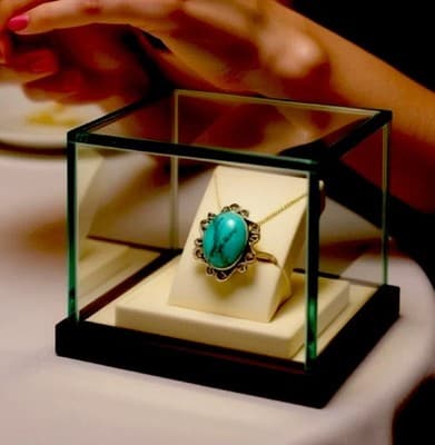 Sterling Silver Turquoise Ornate Statement Ring - Thumbnail 2