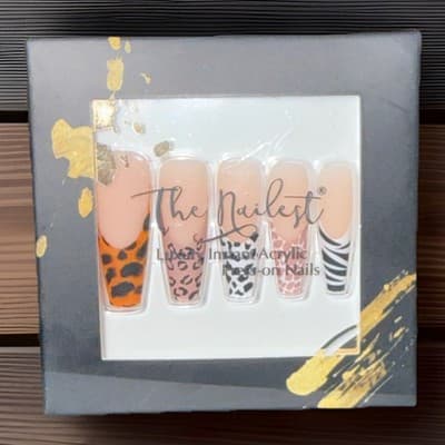 The Nailest Lux Acrylic Press-On Nails Coffin Zebra Leopard Cheetah Animal Print