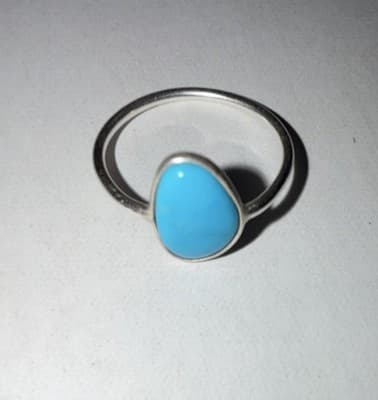 Sleeping Beauty Blue Turquoise Sterling Silver Southwest Dainty Minimalist Ring