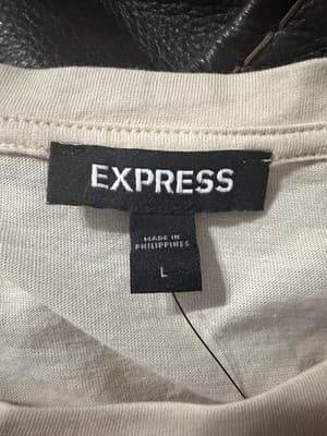 NWT New EXPRESS Beige Puff Sleeve Twist Front Supima Cotton Blouse Top Office - Thumbnail 2