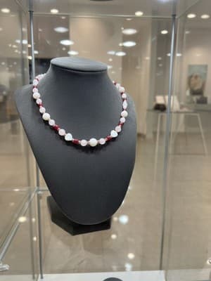 White & Rose Quartz + Mother of Pearl + Hematite - Sweet Romantic Cute Necklace