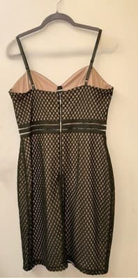 GUESS Nude Olive Green Bandage Bodycon Dress Mirage Mesh Overlay Midi Dress Y2K - Thumbnail 8