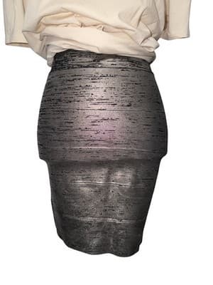 BCBG Max Azria Metallic Stretch Mini Skirt