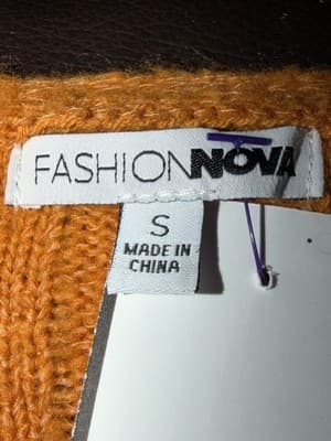 Cute Cozy Retro Style Orange Ribbed Knit V-Neck Cropped Sweater S - Thumbnail 2