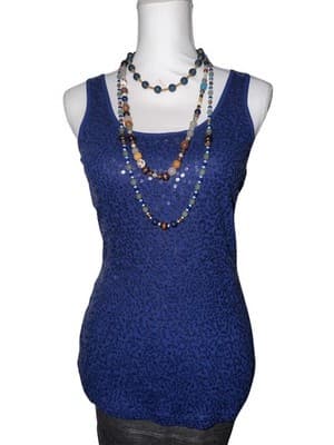 EXPRESS Women's Blue Sequin Tank Top Sleeveless Scoop Neck Size S y2k