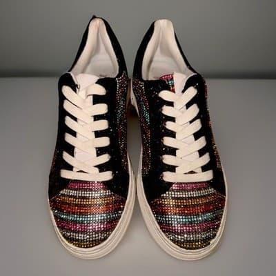 NEW Betsey Johnson Sidny Rainbow Sparkle Platform Sneakers Tennis Shoe Sold Out - Thumbnail 2
