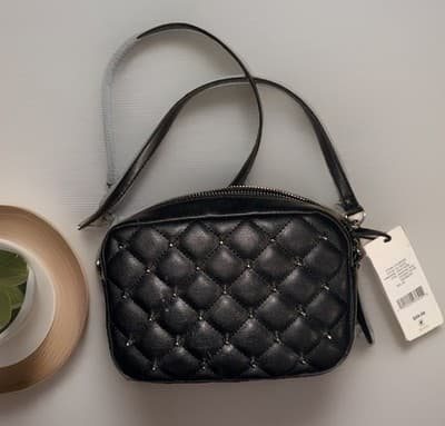 Rebecca Minkoff Black Quilted Studded Crossbody Purse - Thumbnail 3