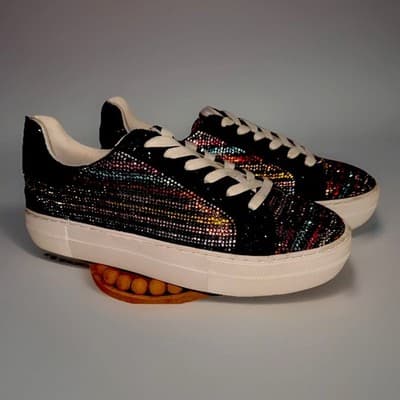 NEW Betsey Johnson Sidny Rainbow Sparkle Platform Sneakers Tennis Shoe Sold Out