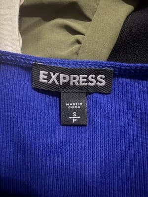 EXPRESS Women's Blue Sequin Tank Top Sleeveless Scoop Neck Size S y2k - Thumbnail 2