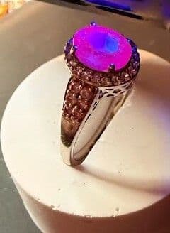 F11 - D'Joy 925 Sterling Silver Lab-Created Ruby Halo Statement Ring - Size 10 - Thumbnail 2