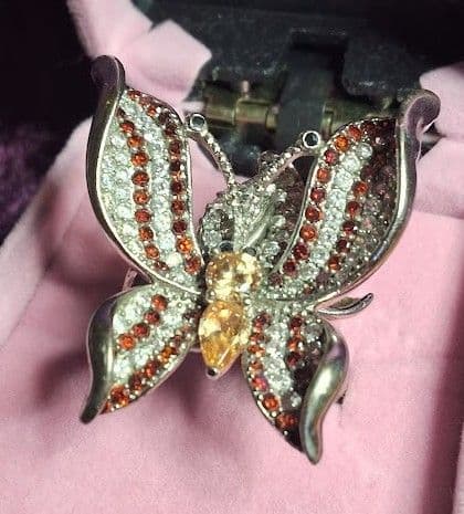 F7 - Vintage stamped only 925 Sterling Silver Multi-Gemstone Butterfly Statement Cocktail Ring SZ 7.5