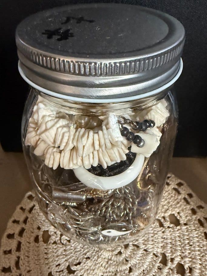 F36 #7 Mystery Mason Jewelry Jar - Craft Lot 12oz Jar