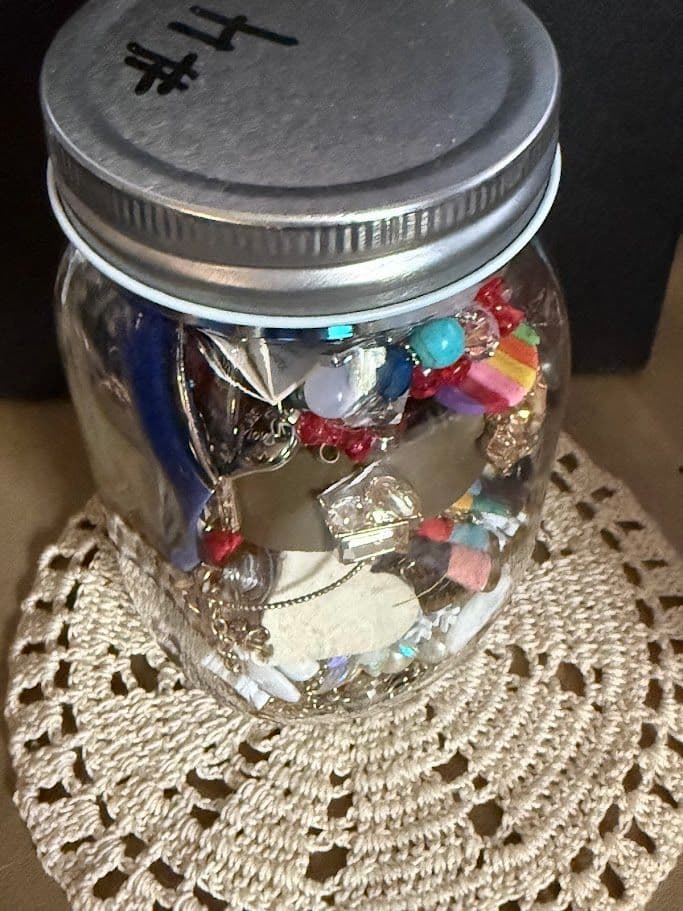F33 #4 Mystery Mason Jewelry Jar - Craft Lot 12oz Jar