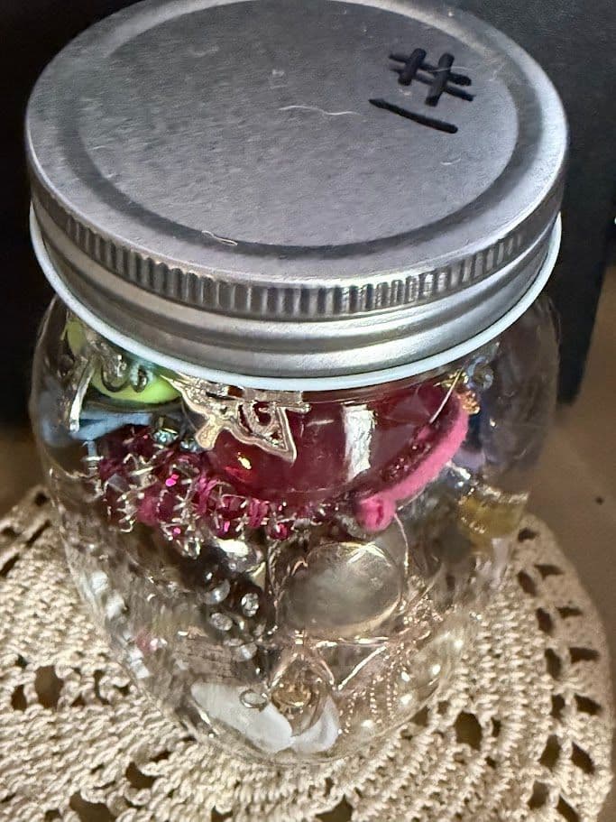 F30 #1 Mystery Mason Jewelry Jar - Craft Lot 12oz Jar
