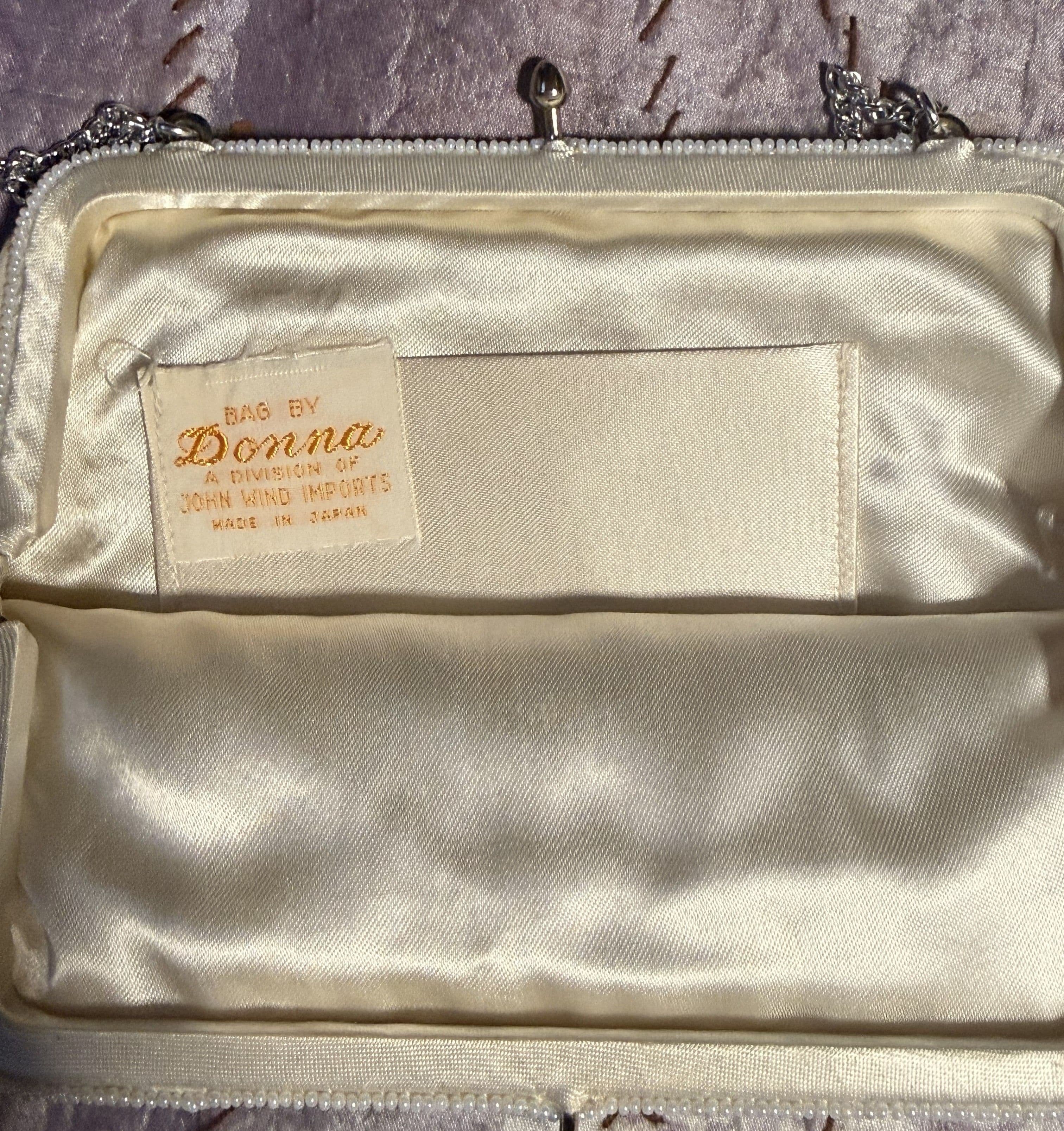 F26 - Mid Century Bag by Donna Embroidered Floral Bridal Purse with Chain - Thumbnail 2