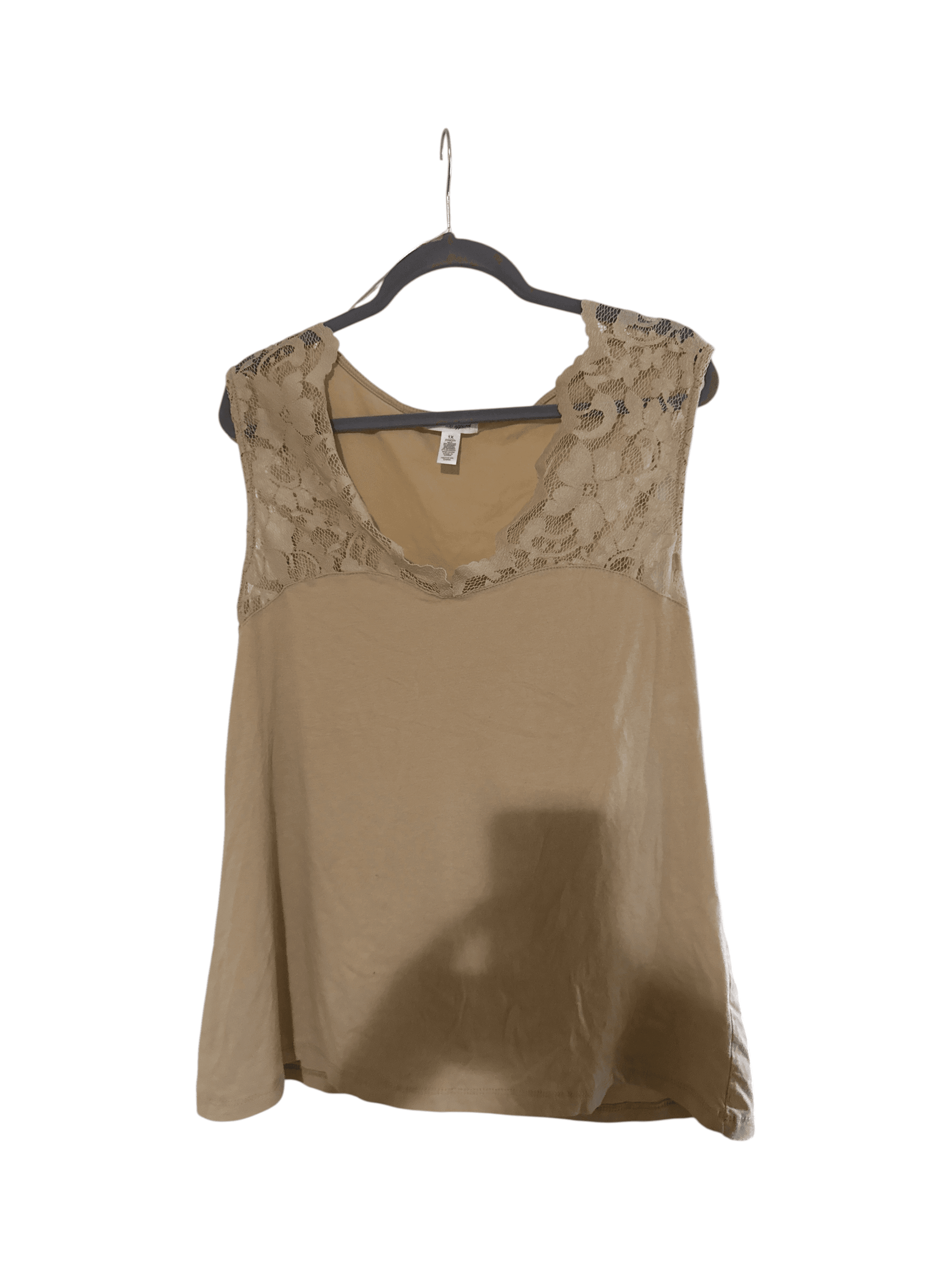 Women's Lace Trim Sleeveless Top Beige