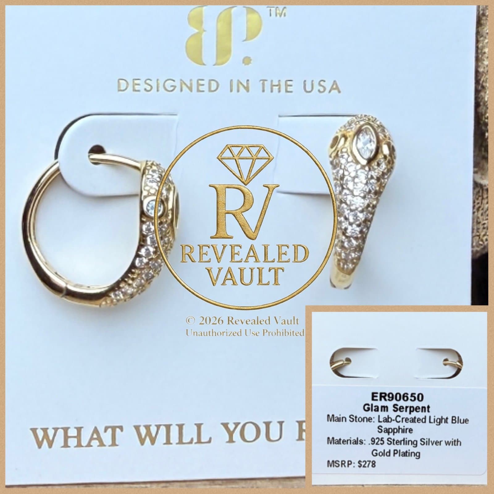 Bomb Party Sterling Vermeil Glam Serpent