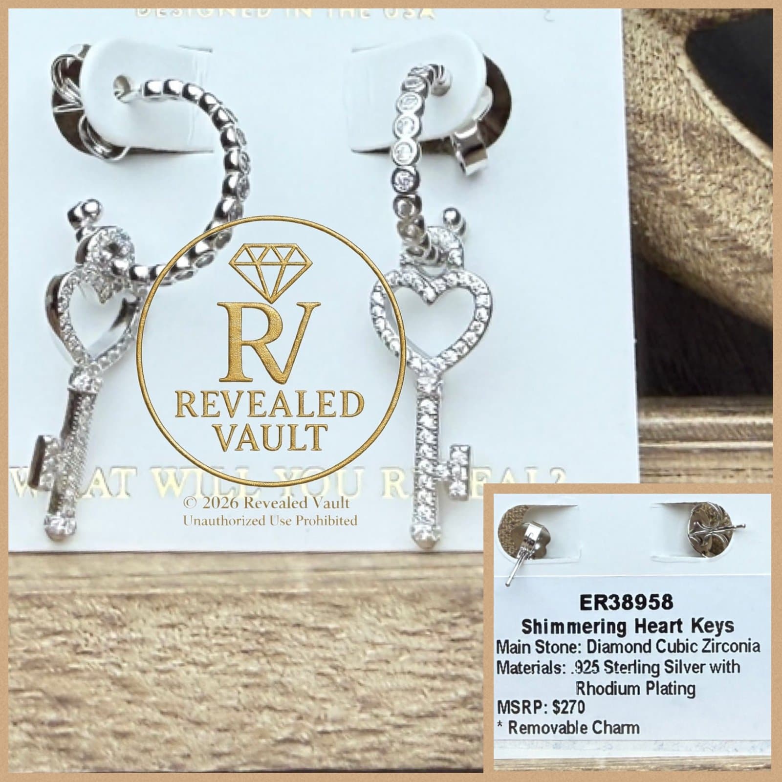 Bomb Party Sterling Shimmering Heart Keys