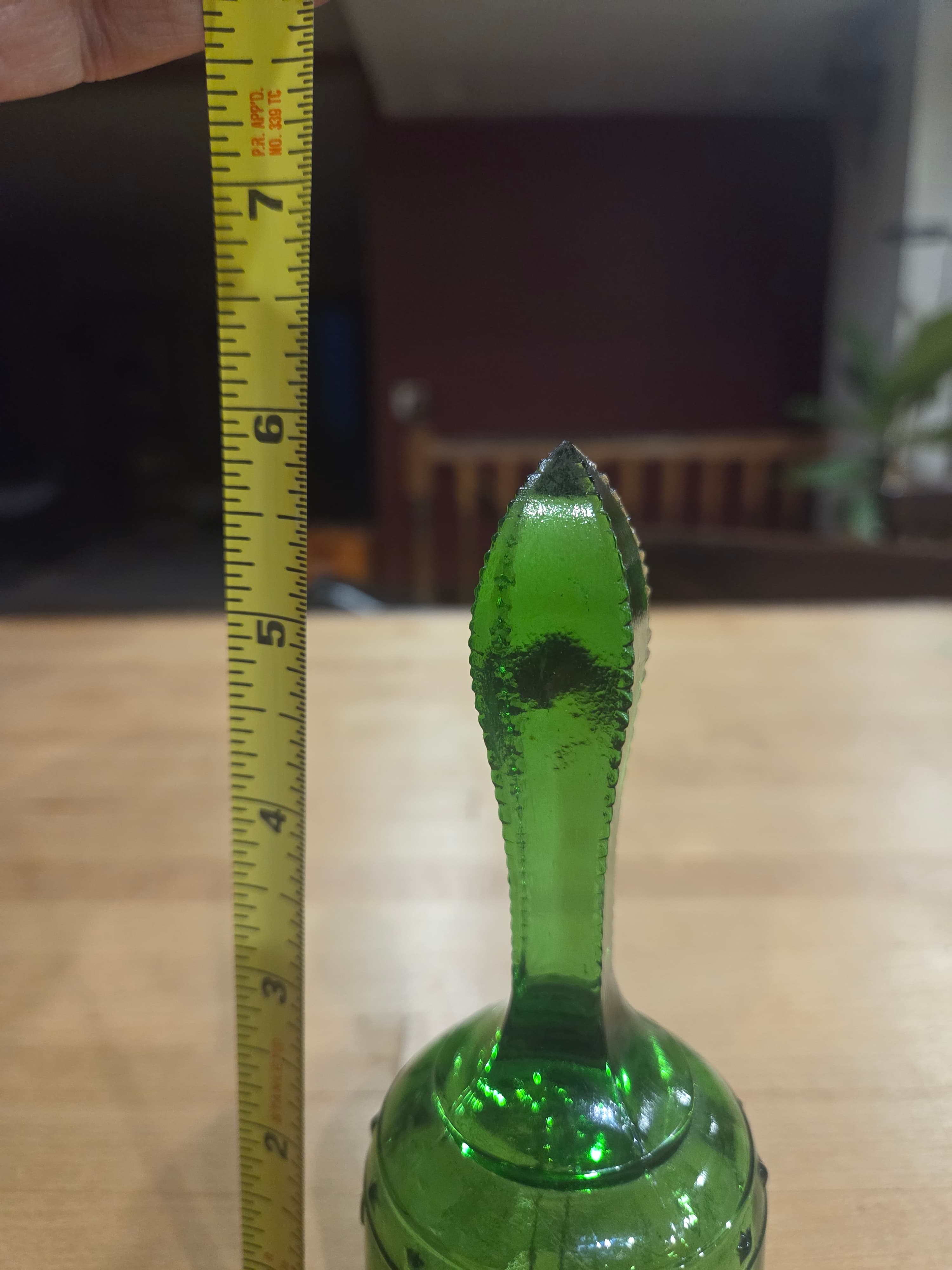 Vintage 1976 Bicentennial Green Glass Liberty Bell Commemorative Hand Bell - Thumbnail 7