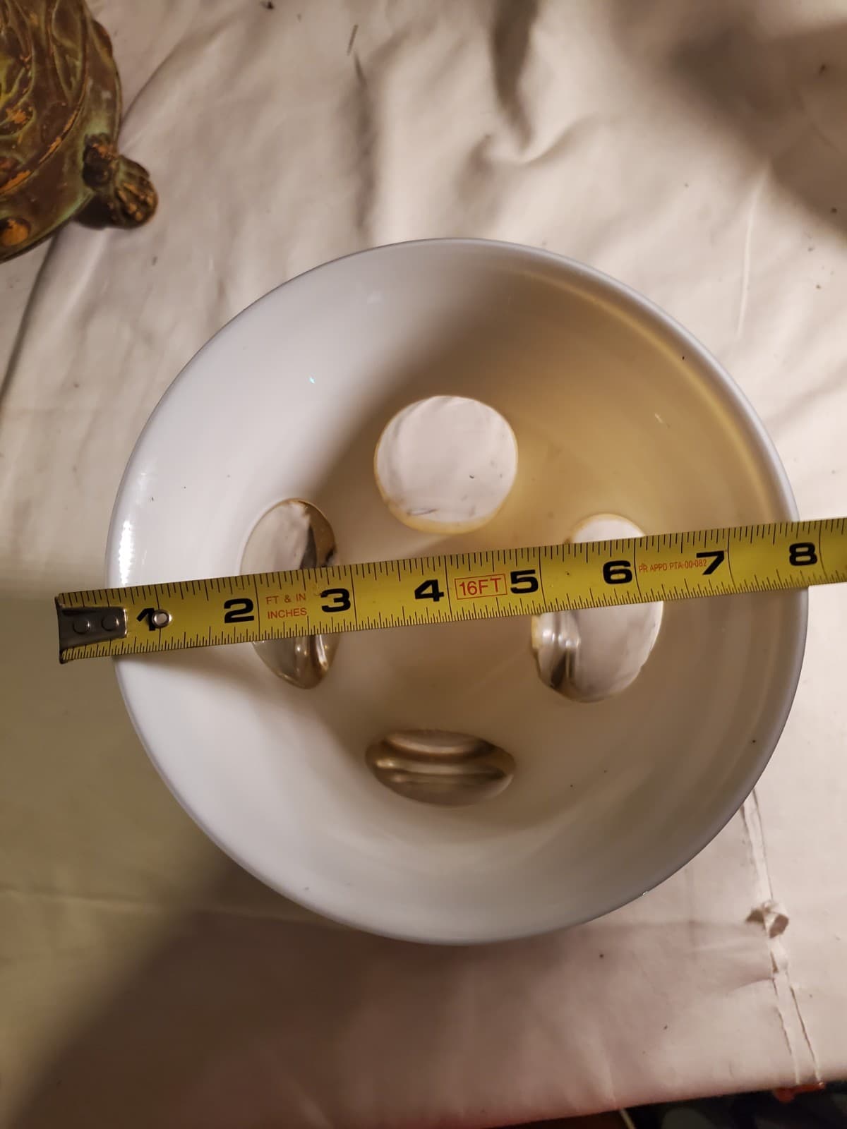 Vintage Amber & White Art Glass Pedestal Vase / Compote Bowl – 10" Tall, 8" Diam - Thumbnail 3