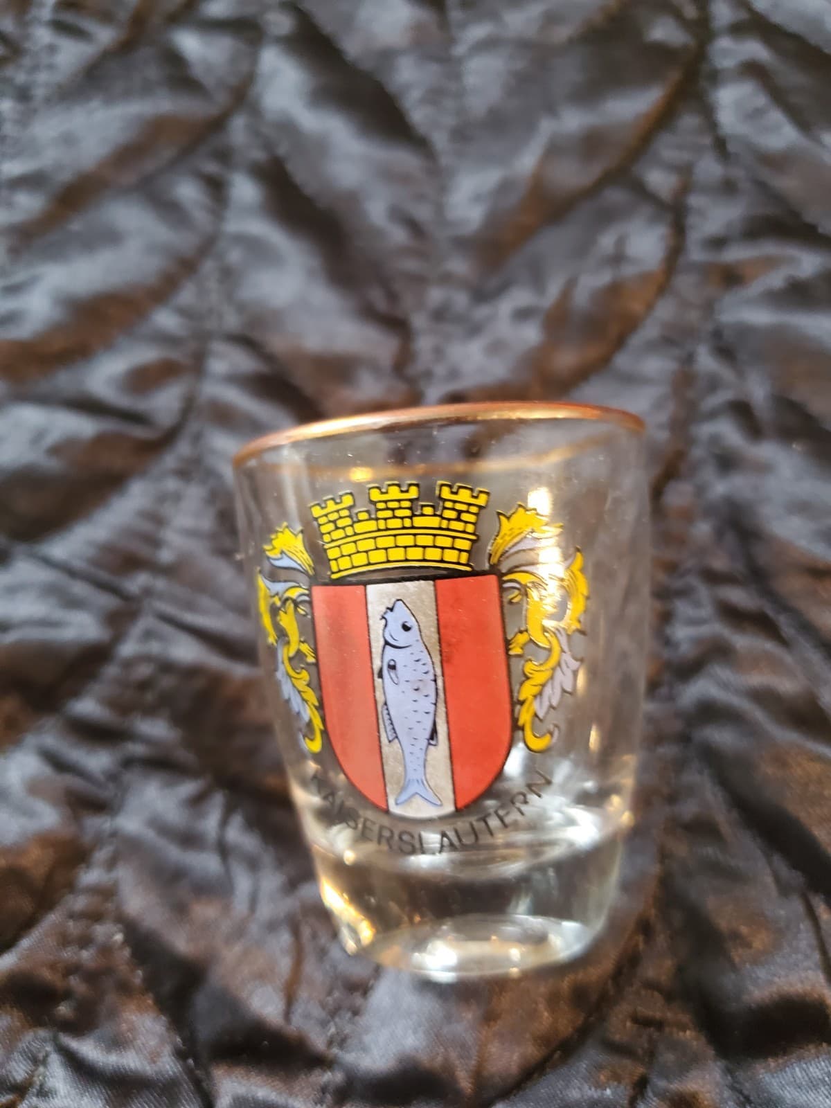 Set of 5 Vintage Germany Coat Of Arms Gold Rim Schnapps Shot Glasses - Thumbnail 5