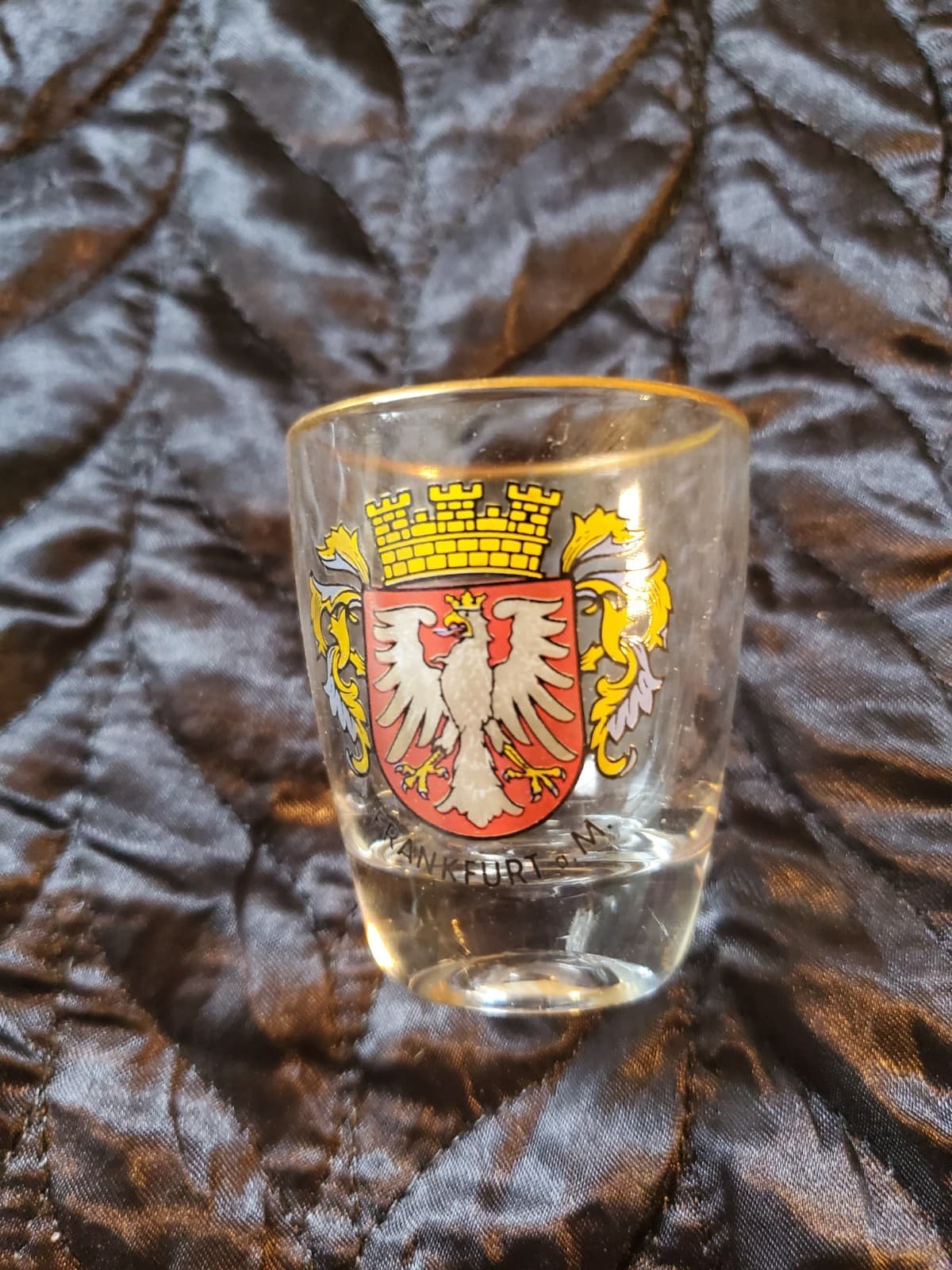 Set of 5 Vintage Germany Coat Of Arms Gold Rim Schnapps Shot Glasses - Thumbnail 2