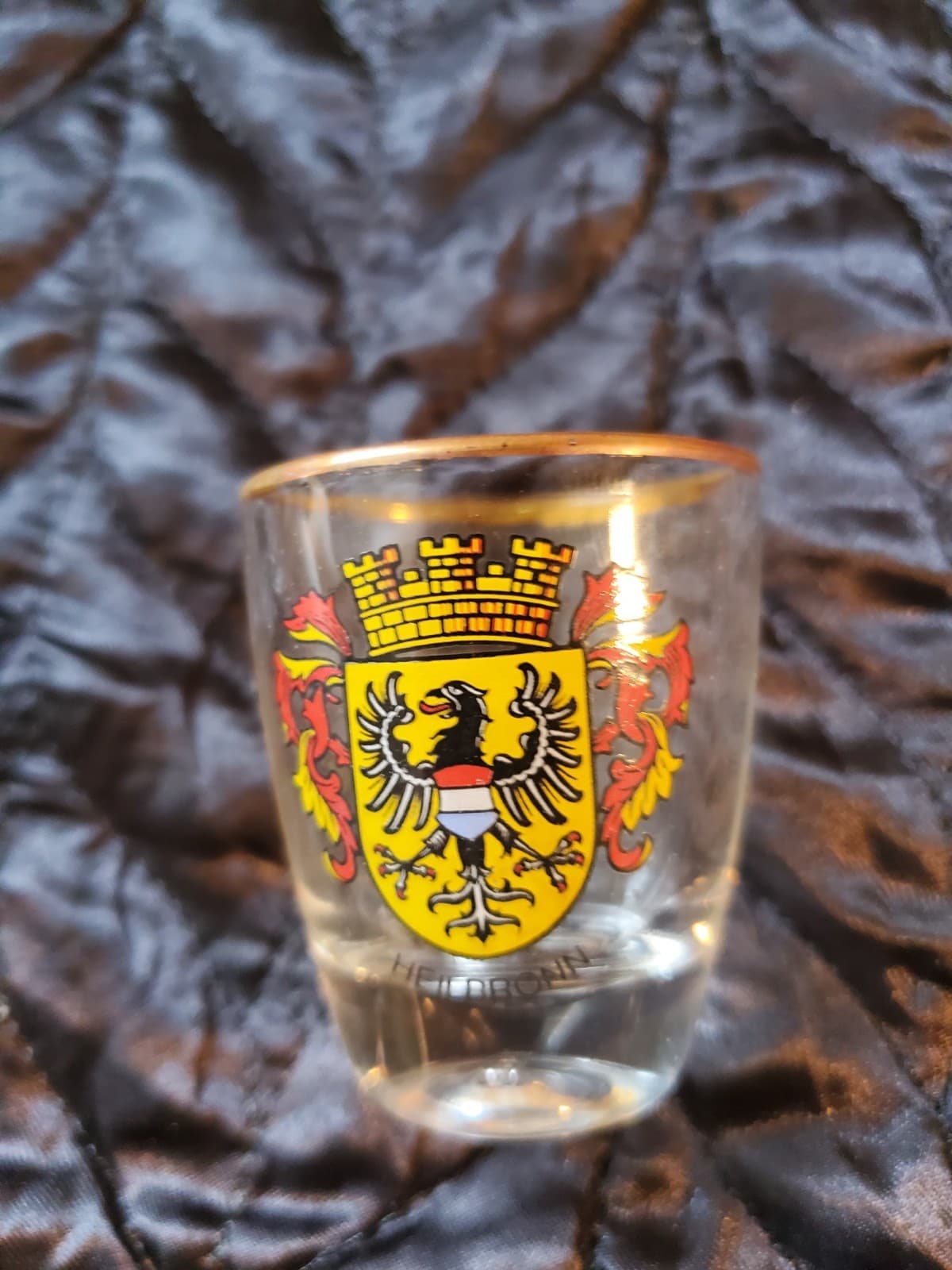 Set of 5 Vintage Germany Coat Of Arms Gold Rim Schnapps Shot Glasses - Thumbnail 4