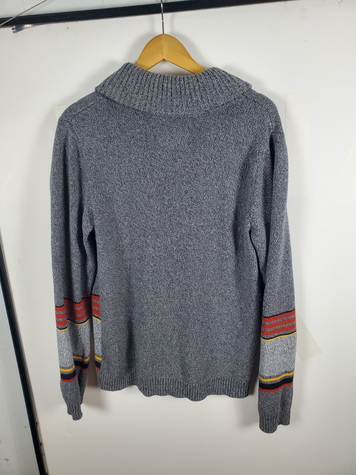 Urban Pipeline Men’s Cardigan Shawl Collar Sweater Grey Striped Size Lg Soft - Thumbnail 3