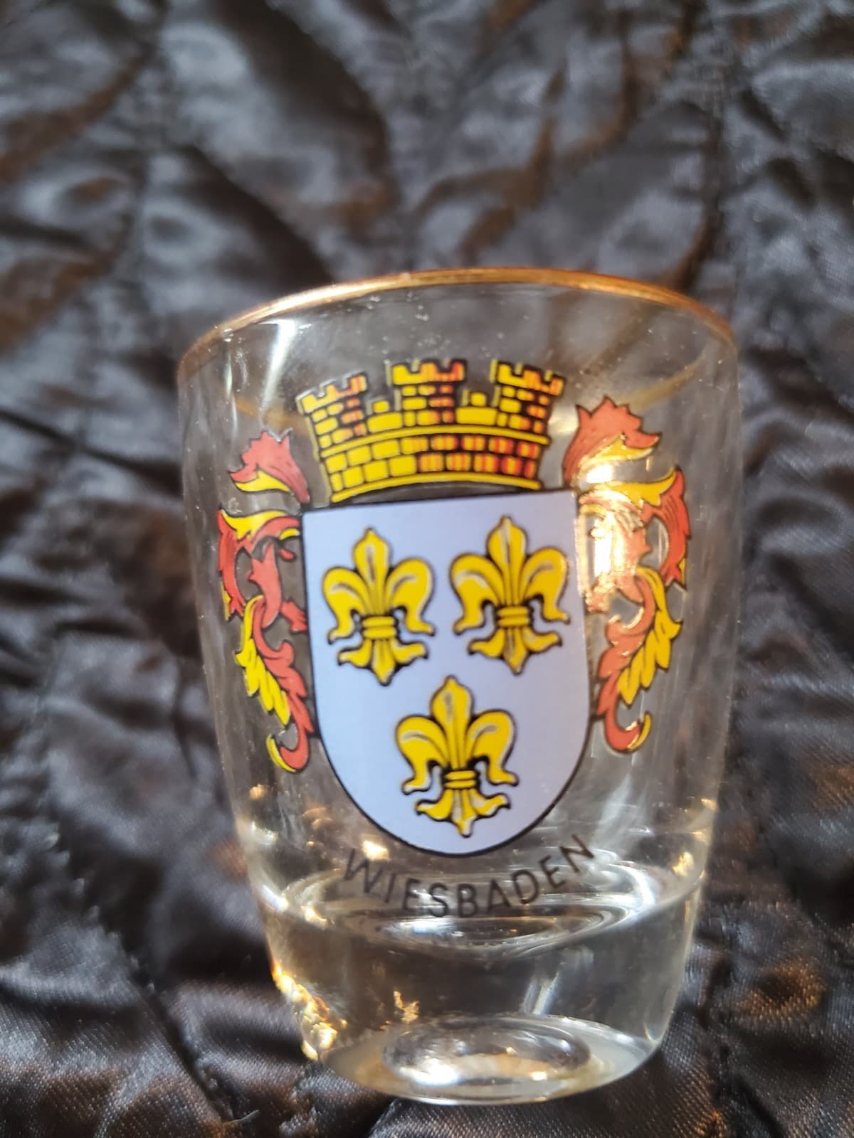 Set of 5 Vintage Germany Coat Of Arms Gold Rim Schnapps Shot Glasses - Thumbnail 6